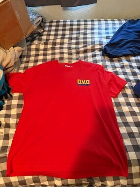 OVO Red Short Sleeve Tee with Yellow Detail